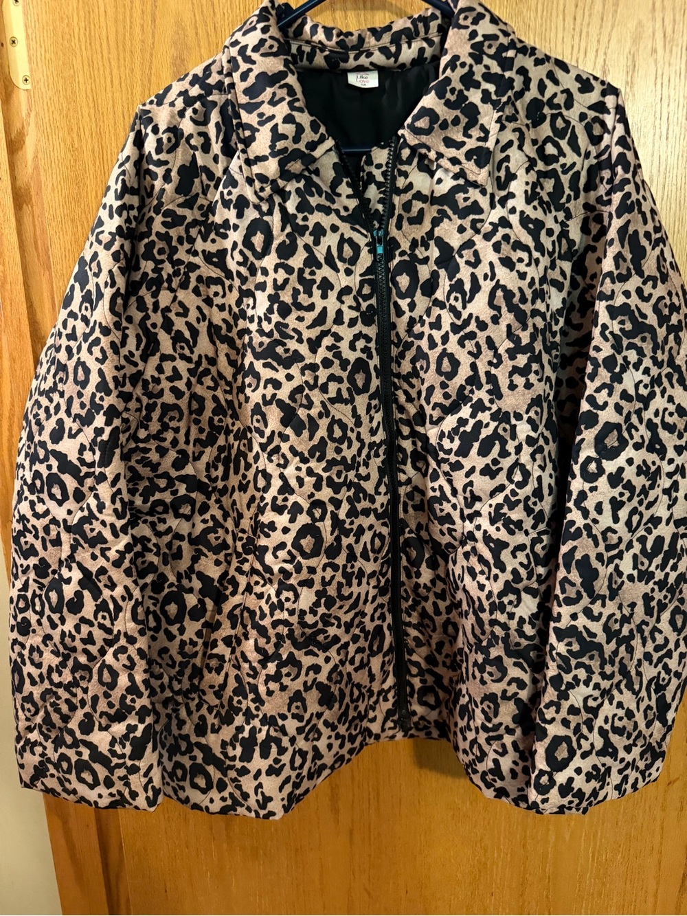 Leopard Print Bomber Jacket - Tan & Black